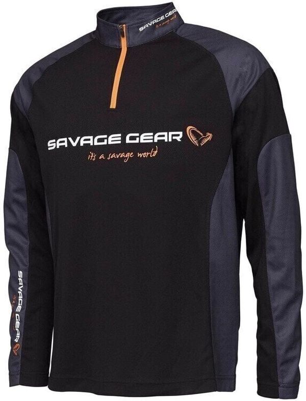 Savage Gear Savage Gear Тениска Tournament Gear Shirt 1/2 Zip Black Ink M