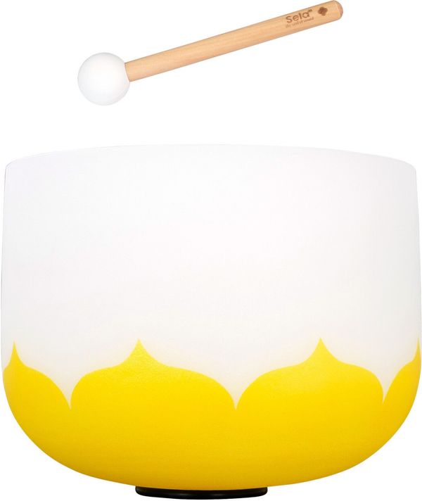 Sela Sela 12“ Crystal Singing Bowl Set Lotus 432Hz E - Yellow (Solar Plexus Chakra)