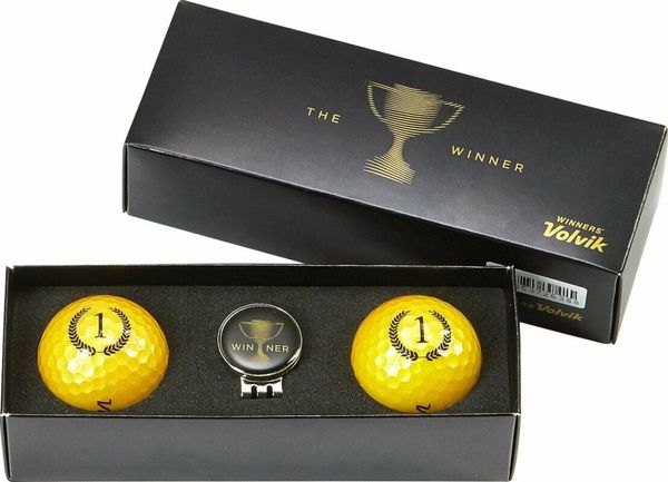Volvik Volvik Champion Box Solice 2 Pack Golf Balls Plus Ball Marker Gold