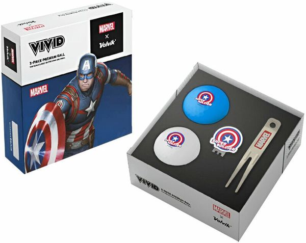 Volvik Volvik Marvel Captain America 2 Pack Golf Balls Plus Marker and Pitchfork