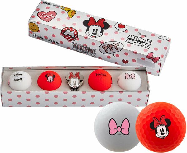 Volvik Volvik Vivid Disney Characters 4 Pack Golf Balls Minnie Mouse Plus Ball Marker White/Yellow