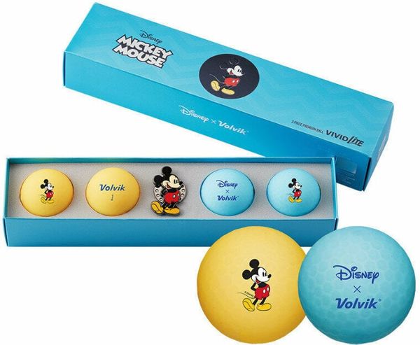 Volvik Volvik Vivid Lite Disney Characters 4 Pack Golf Balls Mickey Mouse Plus Ball Marker Yellow/Blue
