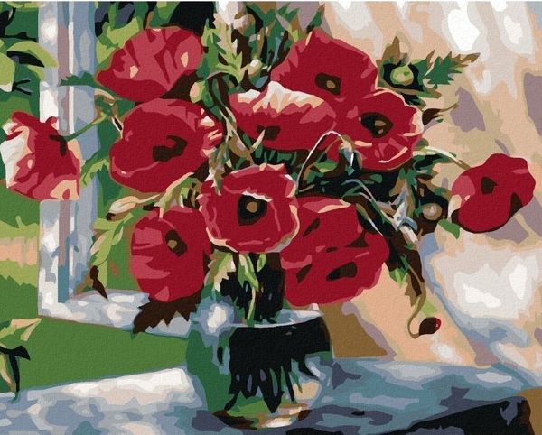 Zuty Zuty Диамантено рисуване Вълчи макове в стъклена ваза