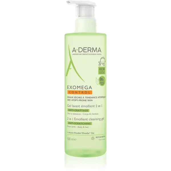 A-Derma A-Derma Exomega Control 2 in 1 emollient cleansing gel душ гел за суха към атопична кожа 500 мл.