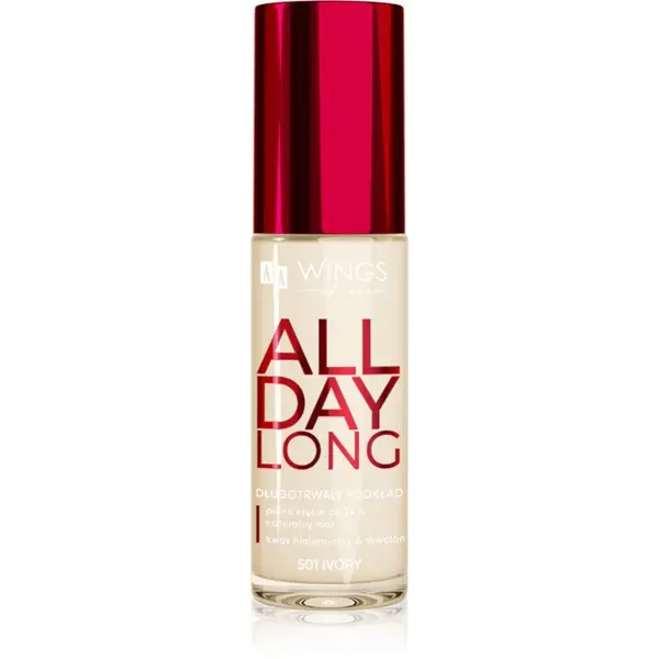 AA Wings of Color AA Wings of Color All Day Long Long Lasting Foundation дълготраен фон дьо тен цвят 501 Ivory 30 мл.