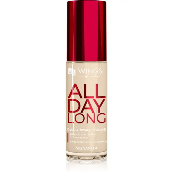 AA Wings of Color AA Wings of Color All Day Long Long Lasting Foundation дълготраен фон дьо тен цвят 502 Vanilla 30 мл.