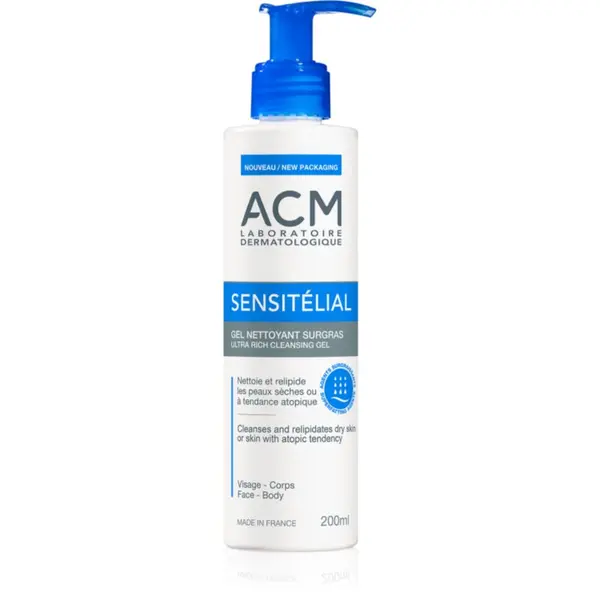 ACM ACM Sensitélial Ultra Rich Cleansing Gel овлажняващ почистващ гел за суха към атопична кожа 200 мл.