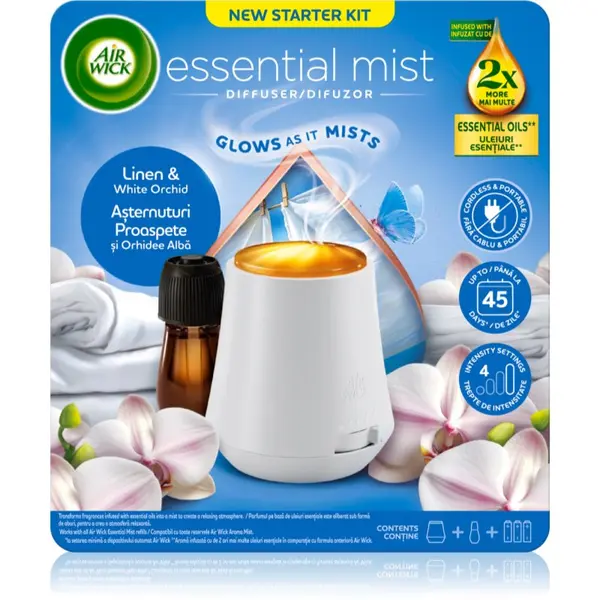 Air Wick Air Wick Essential Mist Linen & White Orchid aроматизиращ дифузер с пълнител 1 бр.