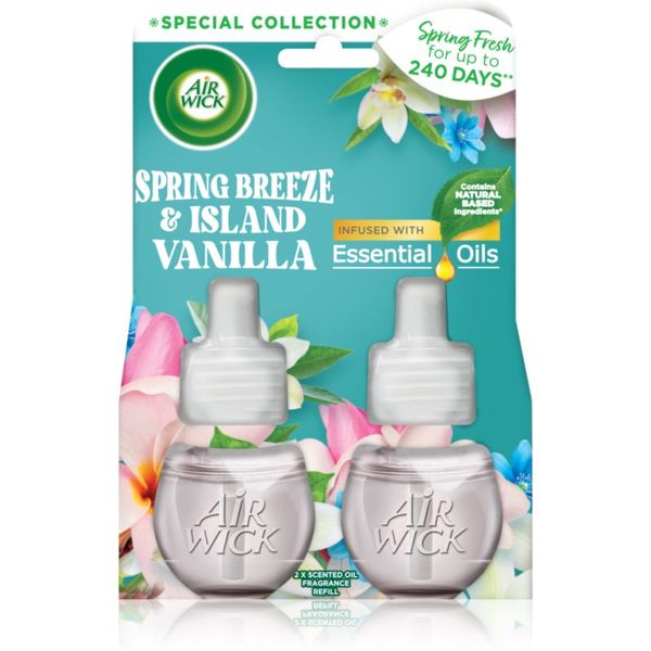 Air Wick Air Wick Spring Fresh Spring Breeze & Island Vanilla електрически уред за освежаване на въздуха пълнител 2x19 мл.