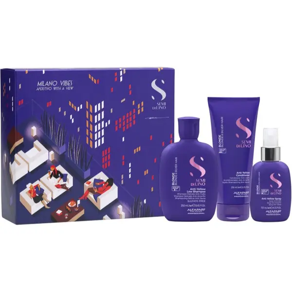 Alfaparf Milano Alfaparf Milano Semi di Lino Blonde Holiday Kit подаръчен комплект за блонд коса и коса с кичури 3 бр.