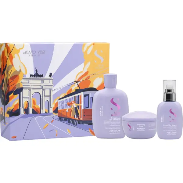 Alfaparf Milano Alfaparf Milano Semi di Lino Smooth Holiday Kit подаръчен комплект за непокорна коса 3 бр.