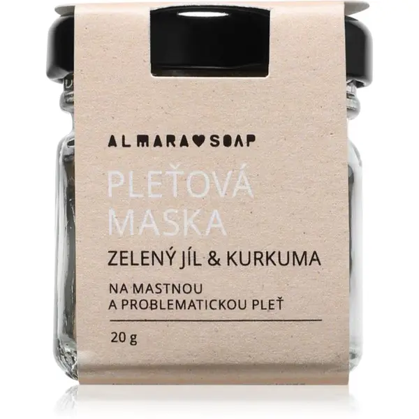Almara Soap Almara Soap Face Green Clay & Turmeric почистваща маска за лице за мазна и проблемна кожа 20 гр.