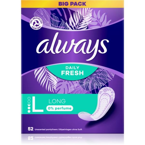 Always Always Daily Fresh Long дамски превръзки без парфюм 52 бр.
