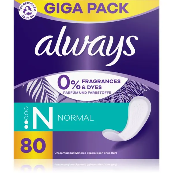 Always Always Daily Fresh Normal дамски превръзки без парфюм 80 бр.