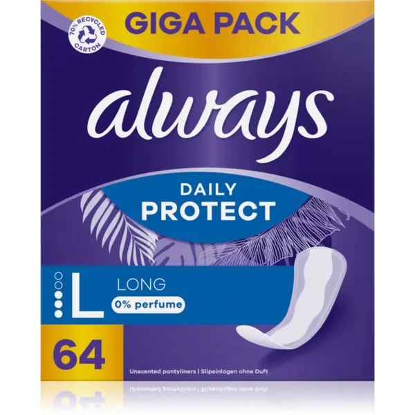 Always Always Daily Protect Long дамски превръзки без парфюм 64 бр.