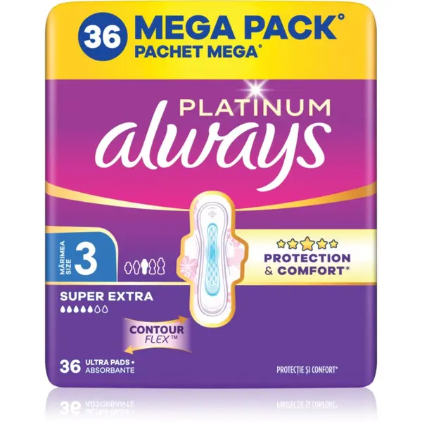 Always Always Platinum Super Extra Size 3 санитарни кърпи с крилца 36 бр.