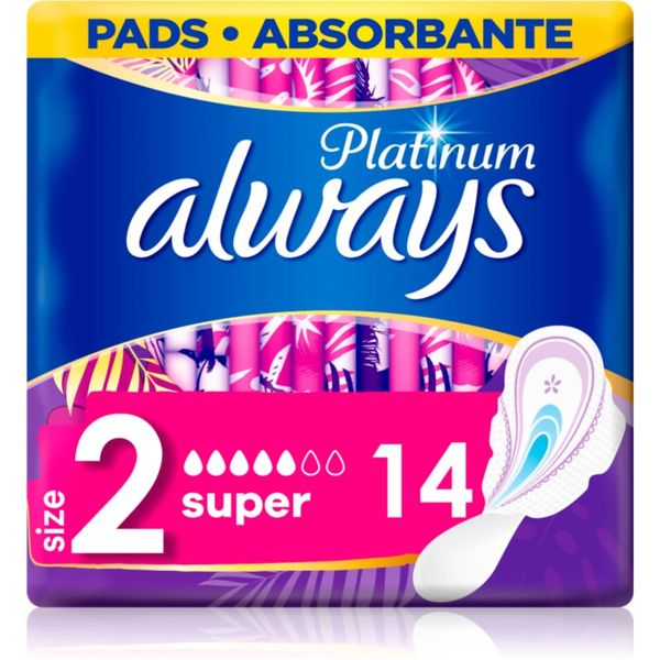 Always Always Platinum Super Size 2 санитарни кърпи 14 бр.