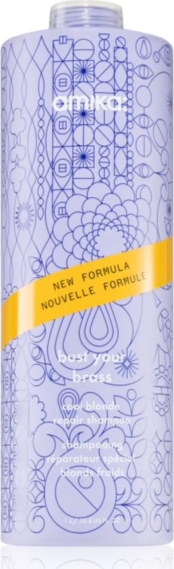 amika amika Bust Your Brass Cool Blonde лилав тониращ шампоан за руса и сива коса 1000 мл.