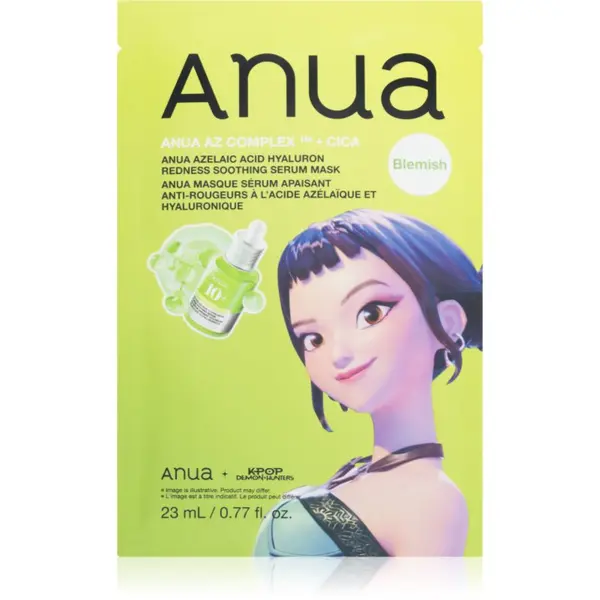Anua Anua K-Pop Demon Hunters Azelaic Acid Hyaluron Redness Soothing Serum Mask успокояваща платнена маска с хидратиращ ефект 23 мл.