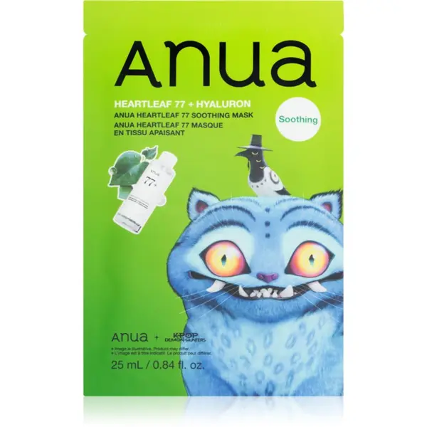 Anua Anua K-Pop Demon Hunters Heartleaf 77% Soothing Mask хидратираща платнена маска с успокояващ ефект 25 мл.