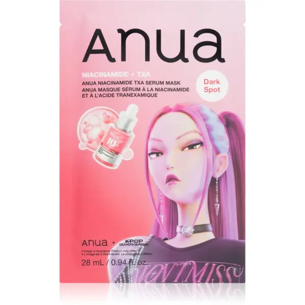 Anua Anua K-Pop Demon Hunters Niacinamide TXA Serum Mask озаряваща платнена маска с хидратиращ ефект 28 мл.
