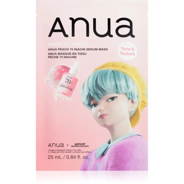 Anua Anua K-Pop Demon Hunters Peach 70% Niacin Mask озаряваща маска за лице с колаген 1 бр.