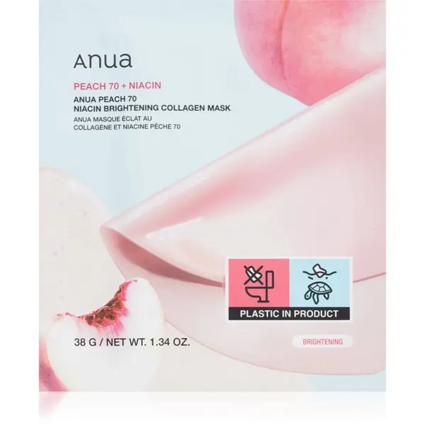 Anua Anua Peach 70% Niacin Brightening Collagen Mask озаряваща маска за лице с колаген 1 бр.