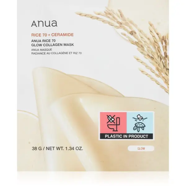 Anua Anua Rice 70% + Ceramide Glow Collagen Mask озаряваща маска за лице с колаген 1 бр.