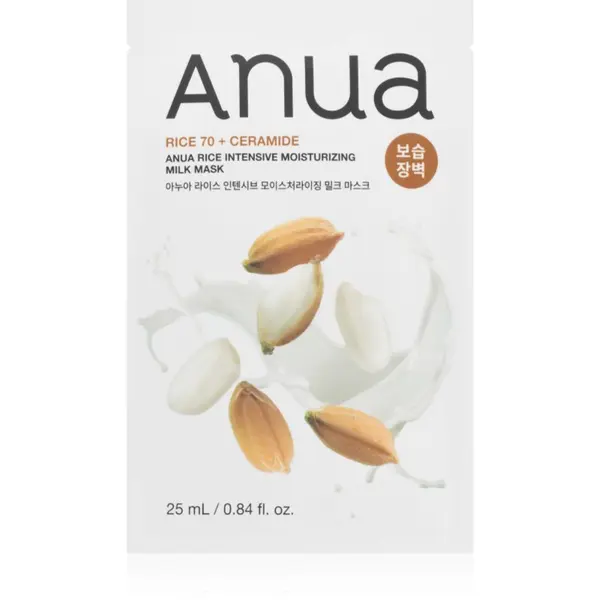 Anua Anua Rice Intensive Moisturizing Milk Mask подхранваща платнена маска за освежаване и хидратация 25 мл.