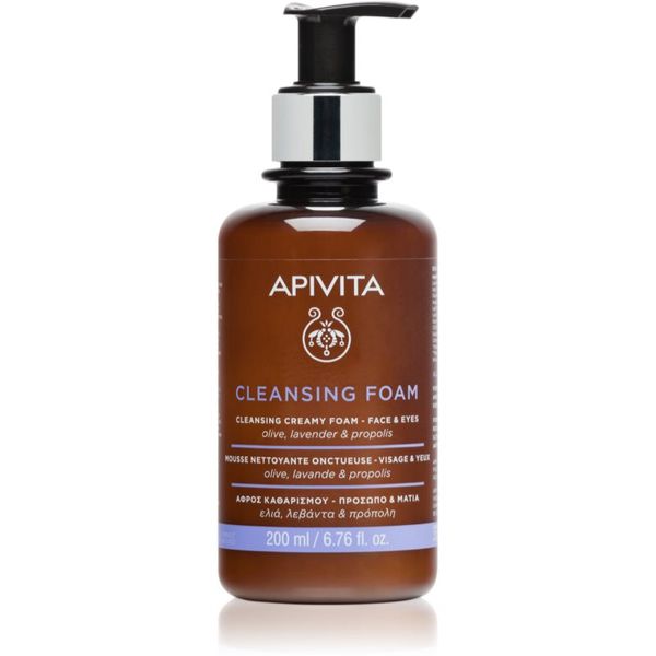 Apivita Apivita Cleansing Foam Face & Eyes пяна за почистване и премахване на грим за лице и очи за всеки тип кожа на лицето 200 мл.