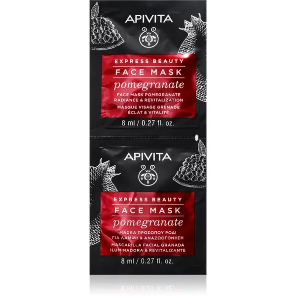 Apivita Apivita Express Beauty Pomegranate ревитализираща и озаряваща маска за лице 2x8 мл.