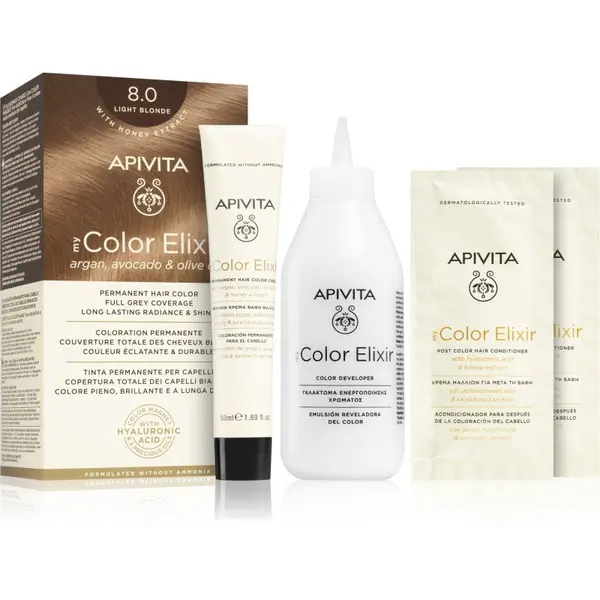Apivita Apivita My Color Elixir боя за коса без амоняк цвят 8.0 Light Blonde 1 бр.