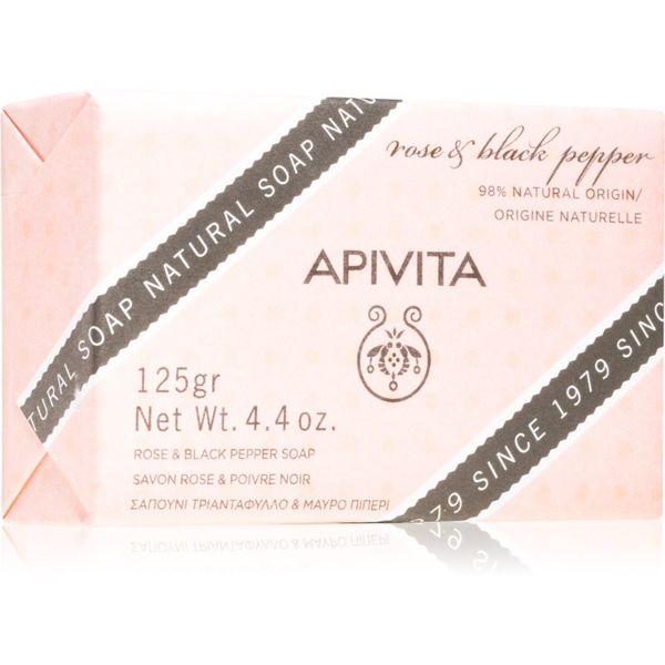 Apivita Apivita Natural Soap Rose & Black Pepper почистващ твърд сапун 125 гр.