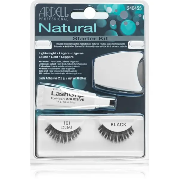 Ardell Ardell Natural изкуствени мигли с лепило 101 Demi Black 4 бр.