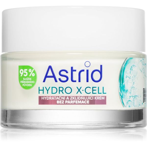 Astrid Astrid Hydro X-Cell хидратиращ и успокояващ крем за чувствителна кожа на лицето без парфюм 50 мл.