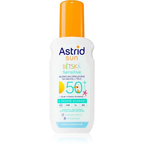 Astrid Astrid Sun Sensitive детско мляко за тен SPF 50+ в спрей 150 мл.