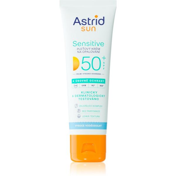 Astrid Astrid Sun Sensitive крем за лице за слънчеви бани SPF 50+ водоустойчив 50 мл.