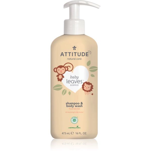 Attitude Attitude Baby Leaves Pear Nectar душ гел и шампоан 2 в 1 за деца 473 мл.