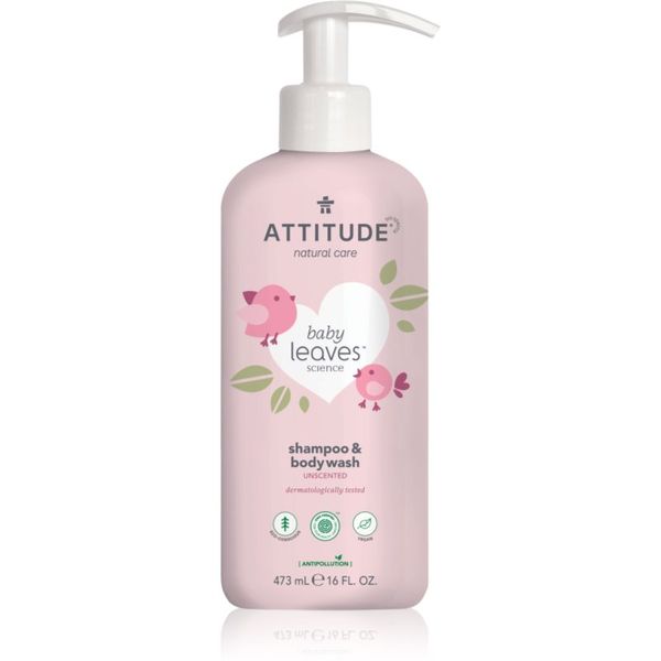 Attitude Attitude Baby Leaves Unscented душ гел и шампоан 2 в 1 за деца 473 мл.