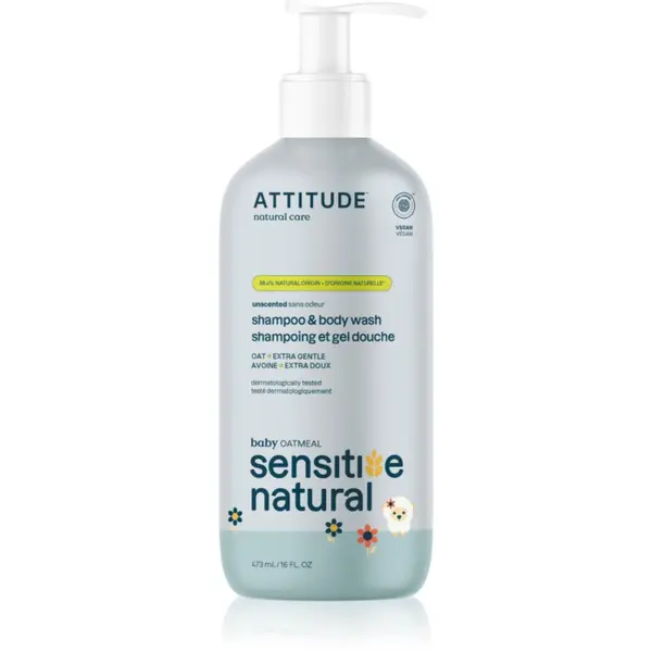 Attitude Attitude Sensitive Natural Baby Oatmeal шампоан и измиващ гел 2 в 1 за чувствителна кожа за деца 473 мл.