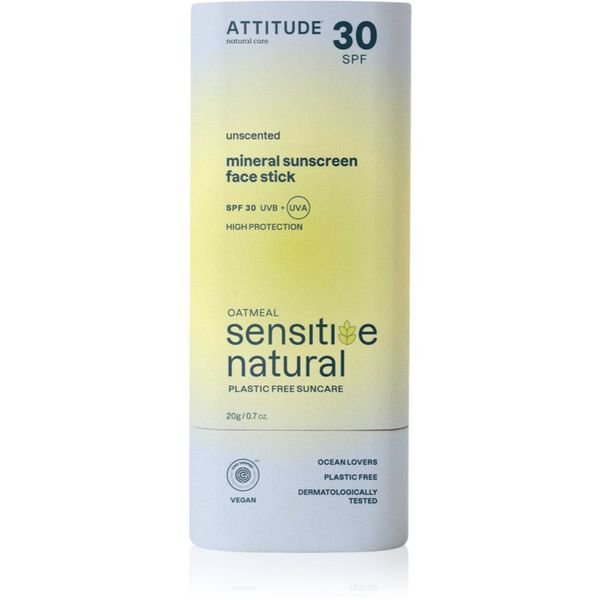 Attitude Attitude Sensitive Natural Face stick слънцезащитен минерален крем в стик за чувствителна кожа на лицето 20 гр.