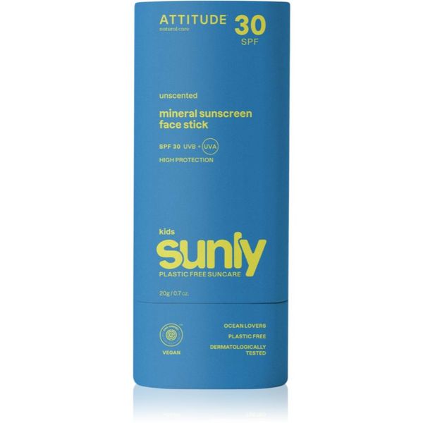 Attitude Attitude Sunly Kids Face stick слънцезащитен минерален крем в стик за деца SPF 30 20 гр.