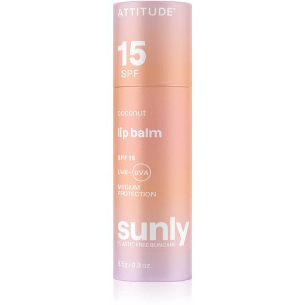 Attitude Attitude Sunly Lip Balm защитен балсам за устни SPF 15 Coconut 8,5 гр.