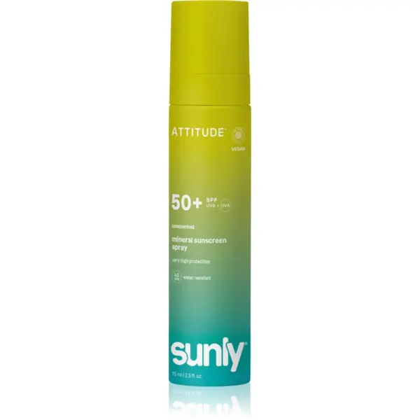 Attitude Attitude Sunly Mineral Sunscreen Spray SPF 50+ слънцезащитен минерален спрей без парфюм SPF 50+ 75 мл.