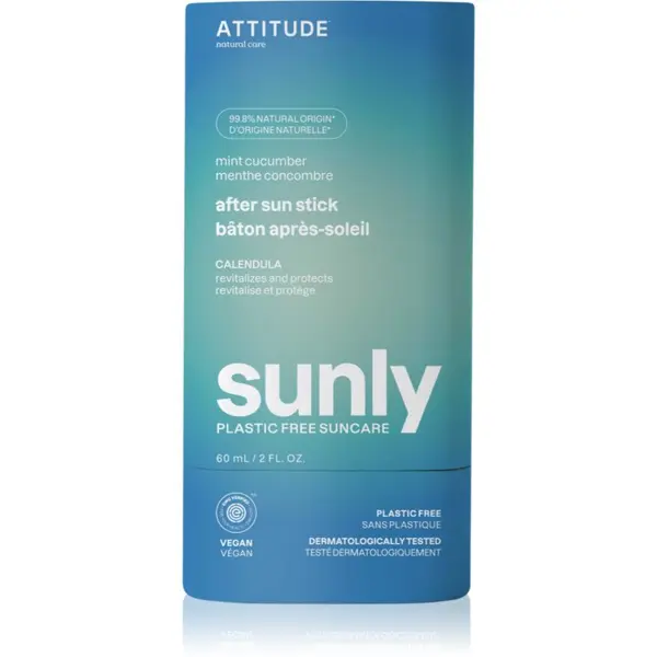 Attitude Attitude Sunly Plastic Free Suncare успокояващ крем след слънчеви бани Mint, Cucumber 60 гр.