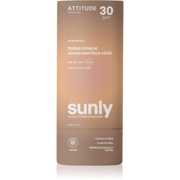 Attitude Attitude Sunly Tinted Face Stick слънцезащитен минерален крем в стик SPF 30 20 гр.