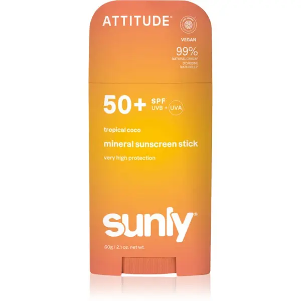 Attitude Attitude Sunly Tropical Coco минерален защитен крем за лице и тяло в стик SPF 50+ 60 гр.