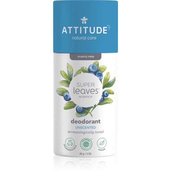 Attitude Attitude Super Leaves Deodorant дезодорант-стик без съдържание на алуминиеви соли Unscented 85 гр.