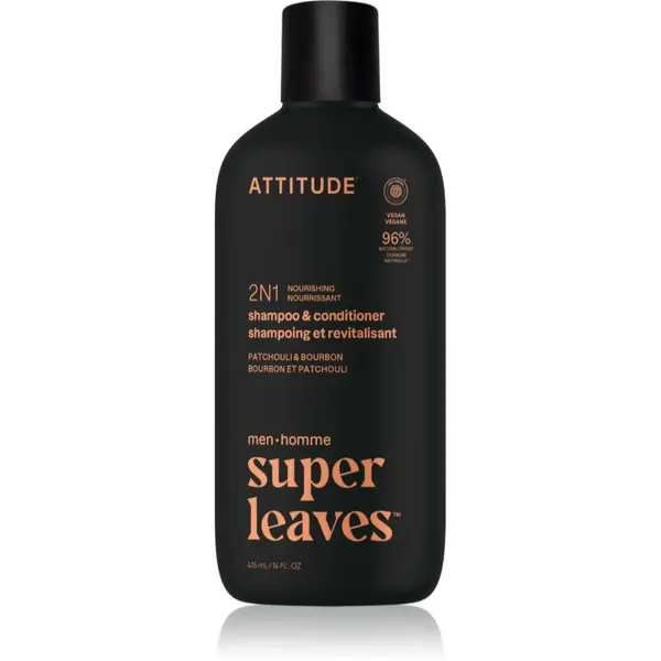 Attitude Attitude Super Leaves Men's Shampoo and Conditioner 2-in-1 шампоан и балсам 2 в1 за мъже Patchouli & Bourbon 415 мл.