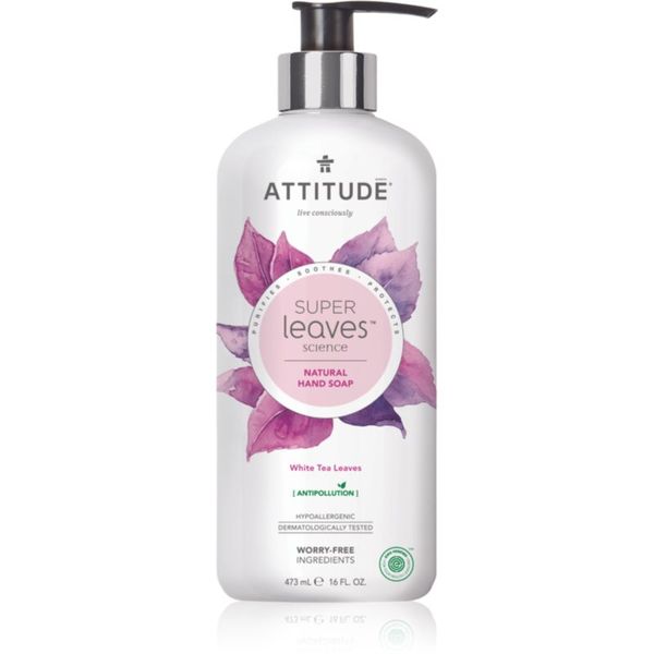 Attitude Attitude Super Leaves White Tea Leaves натурален течен сапун за ръце с детокс ефект 473 мл.